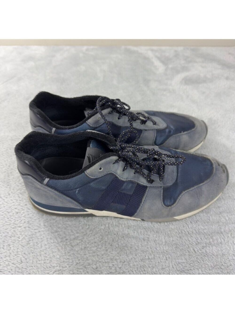 Hogan H86Run Men’s Size 9.5 US/8 UK/42 EU Navy Blue Leather Sneakers